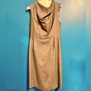 Ports 1961 Gray Wool Cowl Neck Knee-Length Sheath Dress Excellent Condition